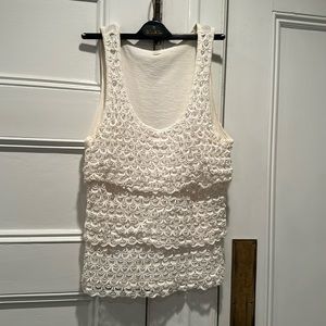 J Crew layered loop tank top, L, ivory, all cotton